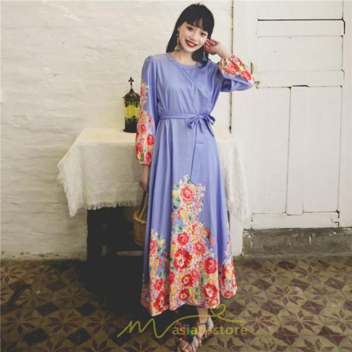 マキシ | ワンピース 長袖 夏 秋 レディース シフォン きれいめ ロング リゾート 体型カバー イベント デート 女子会 エスニック風 旅行 楽ちん 外出 ジャーニー