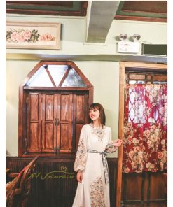 マキシ | ロングワンピース 長袖 レディース プリント Aラインワンピース 30代40代 ゆったり ワンピ 広い裾 ベルト付き ダンス プリンセス 舞台 落ち感 コスプレ