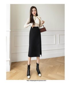 スカート | ロング 秋 秋服 レディース ボトムス ロングミモレタイト冬 スリット 無地 可愛い 着痩せ カジュアル キレイめ 韓国風