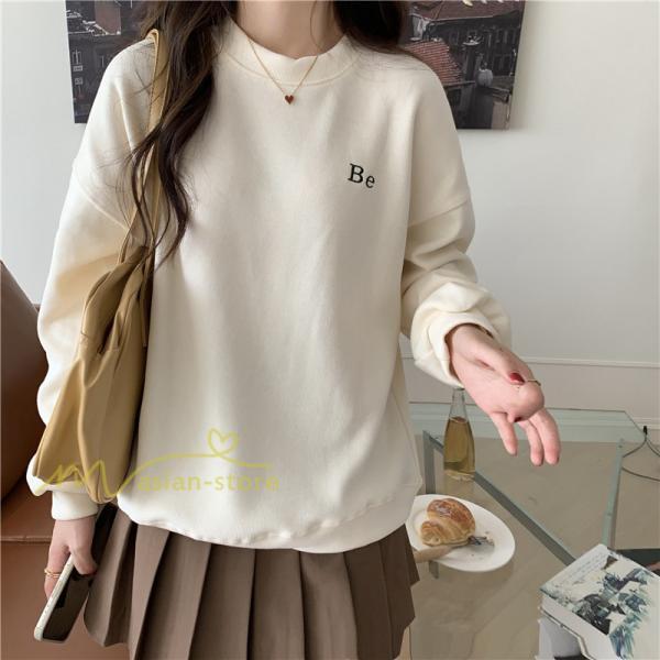 パーカー | トレーナー 長袖 刺繍 レディース スウェット 長袖トレーナー シンプル 20代 30代 フリーサイズ 7色 カジュアル ゆったり コーデ 秋冬 大人 50代 40代
