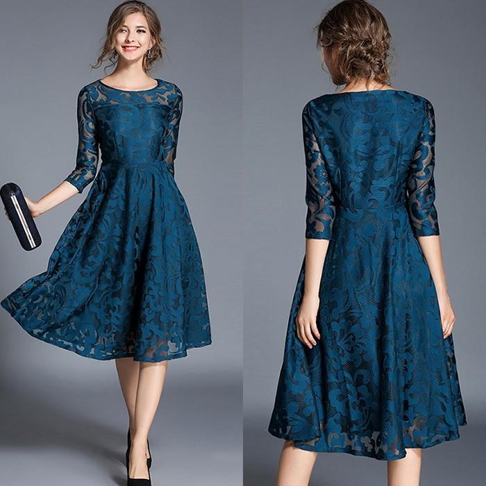 レースワンピース | ワンピース ドレス ロングドレス レースワンピ 結婚式 パーティードレス 二次会 フォーマル レデイース エレガント お呼ばれ ロングワンピ 七分袖