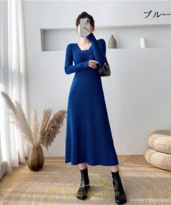 ニットワンピース | ワンピース 秋 秋服 レディース ニット ロングワンピース ロング 長袖 冬 冬服 Aライン 着痩せ 大人上品 お出かけ デート エレガント 送料無料 20代30代40代