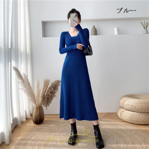 ニットワンピース | ワンピース 秋 秋服 レディース ニット ロングワンピース ロング 長袖 冬 冬服 Aライン 着痩せ 大人上品 お出かけ デート エレガント 送料無料 20代30代40代