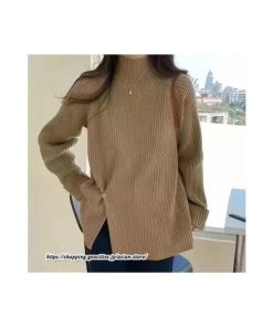 ニット・セーター | カットソー ニット レディース リブニット 長袖 秋冬 春 トップス スリム ストレッチ インナー 無地 長袖カットソー 長袖ニット 通学通勤 着痩せ プルオーバー