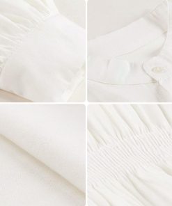 シャツ・ブラウス | レディース 春夏長袖 チュニックワンピ シャツブラウス 白 シャツワンピース ウエストマーク ミニワンピース