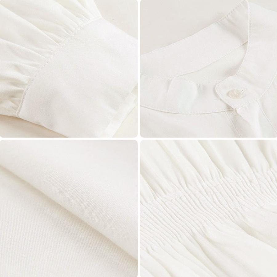 シャツ・ブラウス | レディース 春夏長袖 チュニックワンピ シャツブラウス 白 シャツワンピース ウエストマーク ミニワンピース