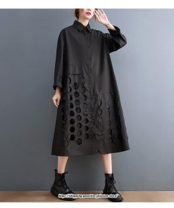 マキシ | ロングワンピース シャツワンピ レディース ギャザー 大人可愛い 森ガール 大きいサイズ さりげなく体型カバー オシャレ