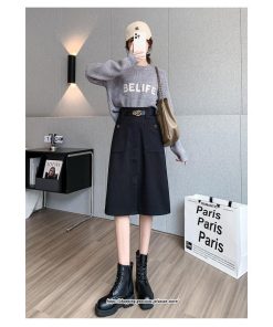 スカート | ミモレ丈 ひざ丈 レディース スリット リゾート 体型カバー 着痩せ Aライン 上品 2022新作 オシャレ キレイめ 韓国風 ポケット 秋冬