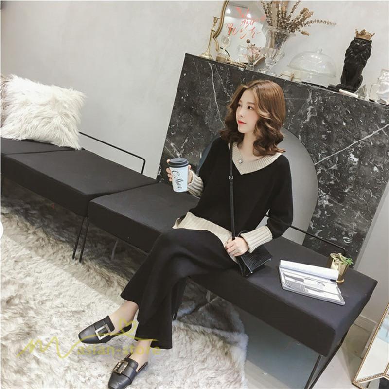 セットアップ | 2点セット ニットセーター レディース 秋 冬 長袖 セーター 上下セット かわいい 20代 30代 カジュアル 40代 ワイドパンツ 着痩せ 50代 新作