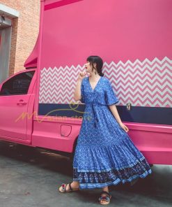 マキシ | 夏ワンピース ロングワンピース 五分袖 フレアワンピース 落ち感 涼しい 大人 30代40代 お呼ばれワンピース 旅行 花柄 プリント ビーチ 腰調節 50代