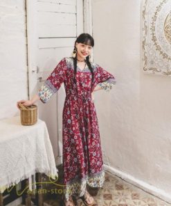 マキシ | マキシワンピース 春 夏 秋 レディース ワンピース 旅行 7分袖 カジュアル ロングワンピース 40代 花柄 旅行着 ゆったり 20代30代 Aラインワンピース お出かけ