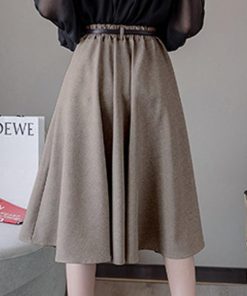 ひざ丈スカート | レディース 膝丈 ベルト付き フレアスカート スカート Aライン スカート ハイウエスト