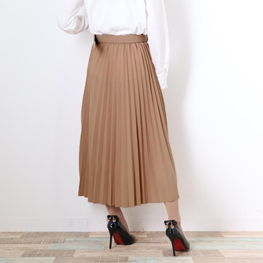 フレアスカート | レディース プリーツスカート 大人 ロング フレアスカート ミモレ丈スカート ベルト付き