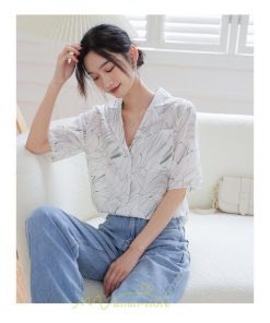 シャツ・ブラウス | ブラウス シャツ 花柄シャツ 花柄 半袖 レディース オシャレ 20代 30代 40代 春 秋 夏 カジュアル お出かけ 新作 着痩せ Vネック OL ビジネス 通勤 ファッション
