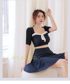 水着 | レディース ワンピース型 体型カバー 温泉2点セット 水着セット セクシー お洒落 可愛い 20代30代40代 無地 セパレート 韓国ファッション 着痩せ