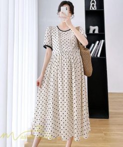 ワンピース | マタニティレディース 着痩せ ドット柄 Aライン半袖 ゆったり マタニティウェア 上品 産前 サマー おしゃれ お出かけ 妊婦服