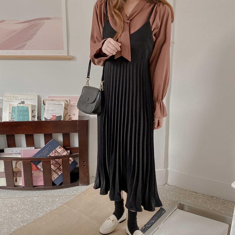 ロングスカート | ロングワンピース シンプル 無地 重ね着 フェミニン フレアキャミワンピ 着やせ レディース キャミソールワンピース プリーツ
