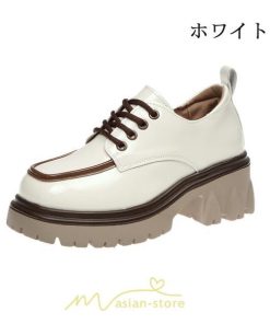 ローファー | 厚底 レディース 厚底スニーカー レースアップ スニーカー PU 合皮 通学 通勤 かわいい 送料無料 可愛い 冬 夏 秋 春