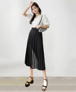 スカート | プリーツロング丈 ハイウエスト 春 着痩せ おしゃれ お誕生日 スカート夏 レディース ボトムス ロング膝下 ママ 通勤通学 大人 OL 母