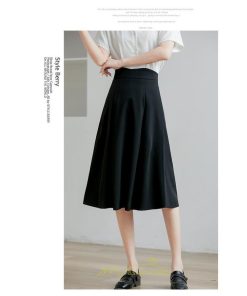 スカート | 膝丈 フレアレディース 春 夏 春夏 黒 シンプル ひざ丈 無地 ミモレ丈 秋 お出かけ リクルート 面接 通勤 就活 高級感 OL 上品　 オフィス