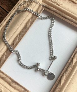 ネックレス | 首飾り ストリート チェーンチョーカー アクセサリー ショート ダンベル シルバー レディース ペンダント