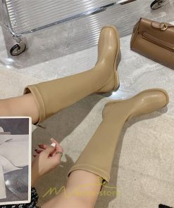 ロングブーツ | レディース ロング丈 太ヒール スクエアトゥ トレンド PU 黒 シンプル コスプレ 美脚 おしゃれ 歩きやすい 履きやすい 滑にくい かわいい