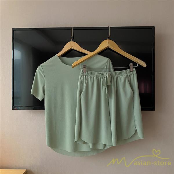 パジャマ ルームウェア | パジャマ レディース 夏 半袖 ルームウェア 涼しい 部屋着 ナイトウェア 寝間着 柔らかく軽い薄手の快適Tシャツパジャマ 薄手パジャマ 部屋着 上下セット