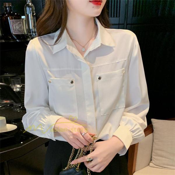 シャツ・ブラウス | トップス シャツ ブラウス レディース 長袖 オフィス ホワイト OL 制服 事務服 就活 リクルート 夏物 着痩せ カジュアル 韓国ファッション 20代30代40代50代