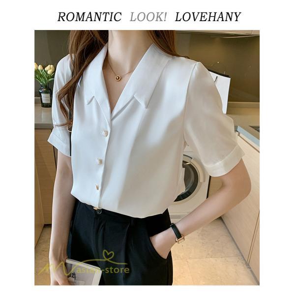 シャツ・ブラウス | シャツ Tシャツ ブラウス レディース 無地 半袖 春 夏 トップス 秋 Vネック フォーマル オフィス 可愛い おしゃれ カジュアル サマー トップス 秋 半袖シャツ
