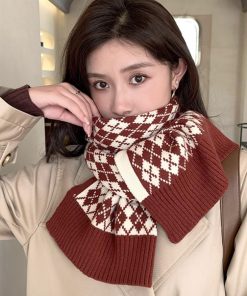 マフラー | アーガイル柄 ニットレトロ風
