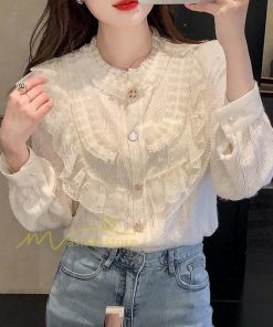 シャツ・ブラウス | ブラウス レディース きれいめ 春秋 40代 30代 長袖 カジュアルブラウス 可愛い おしゃれ 韓国風 通勤 着回し お出かけ エレガント 着痩せ 上品 レースシャツ