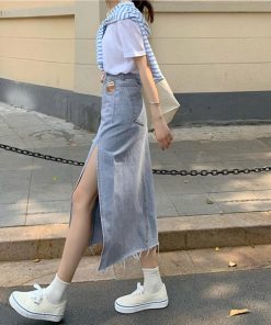 ロングスカート | デニムスカート スリット ハイウエスト