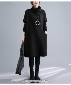 マキシ | ニットワンピース レディース チュニック デザイン タートルハイネック ニット 暖か 斜めスリット 着痩せ キレイめ 上品 おしゃれ フェミニン 通勤