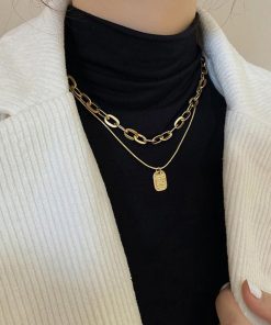 ネックレス | チョーカーチェーン ペンダント 女性 アクセサリー レディース シンプル 2連文字モチーフ 大人