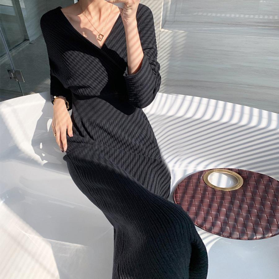 ワンピース | カシュクールニット韓国風