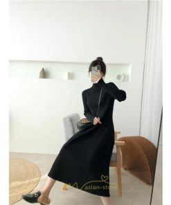 ニットワンピース | ワンピース 春 春服 レディース 長袖 ゆったり 秋 冬 ロング丈無地 20代30代40代50代 可愛い お出かけ 着痩せ 大人 通勤