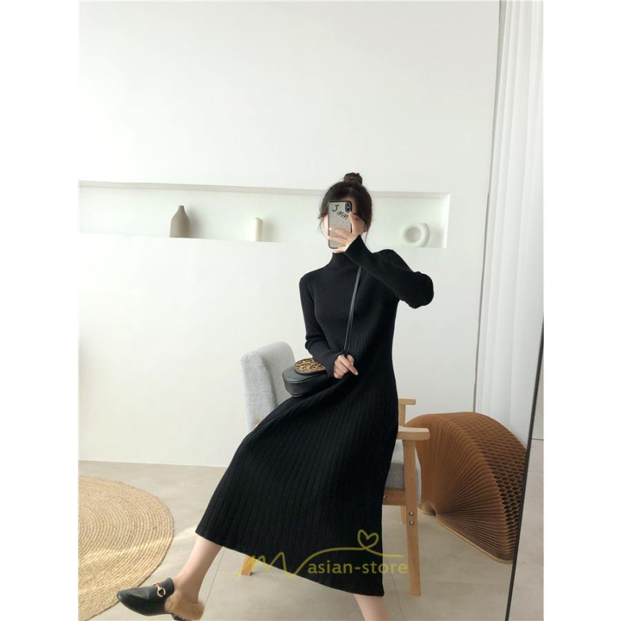 ニットワンピース | ワンピース 春 春服 レディース 長袖 ゆったり 秋 冬 ロング丈無地 20代30代40代50代 可愛い お出かけ 着痩せ 大人 通勤