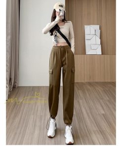 チノ・テーパード・ジョガー・スキニーパン | テーパードパンツ パンツ レディース 着痩せ ワイドパンツ 裾ひも付き ハイウエスト ウエストゴム カジュアル 秋冬 ロングパンツ 新作 無地 きれいめ コーデ