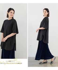 tシャツ・カットソー | カットソー Tシャツ レディース 着痩せ 無地 半袖 クルーネック おしゃれ フリーサイズ 6色展開 裾口スリット 夏新作 柔らか 体型カバー おしゃれ カジュアル