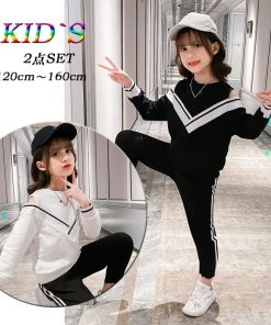 (子供)その他 | Tシャツ 長袖 肩開き おしゃれ 洋服 長ズボン オフショルダー 運動着 可愛い 女の子 子供服 セットアップ ジュニア キッズ?