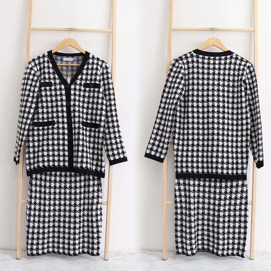 セットアップ | 千鳥柄 ニットレディース