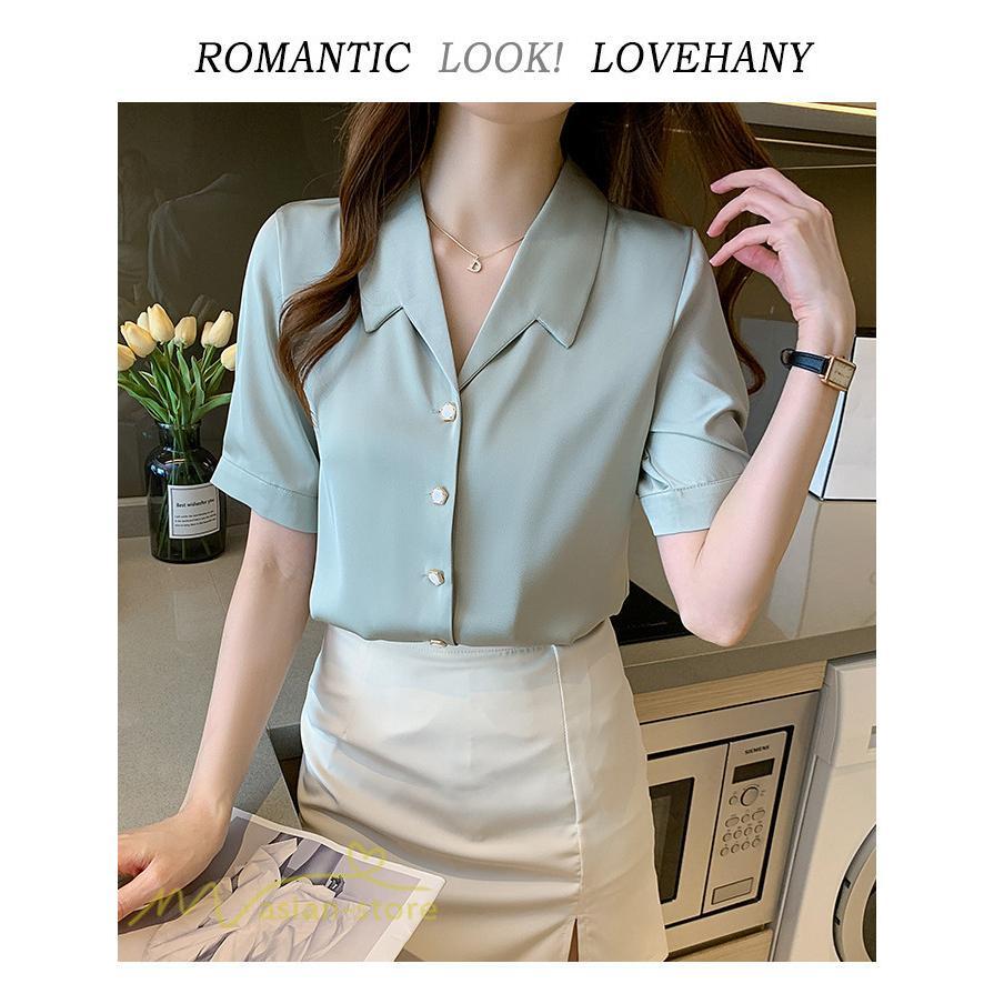 シャツ・ブラウス | シャツ Tシャツ ブラウス レディース 無地 半袖 春 夏 トップス 秋 Vネック フォーマル オフィス 可愛い おしゃれ カジュアル サマー トップス 秋 半袖シャツ