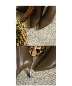 ブーツ | ショートブーティー ハイヒール レディース 可愛い おしゃれ 靴 美脚 脚長 通勤 秋 冬 サイドジッパー パンプス 大人 ピンヒール 高級感