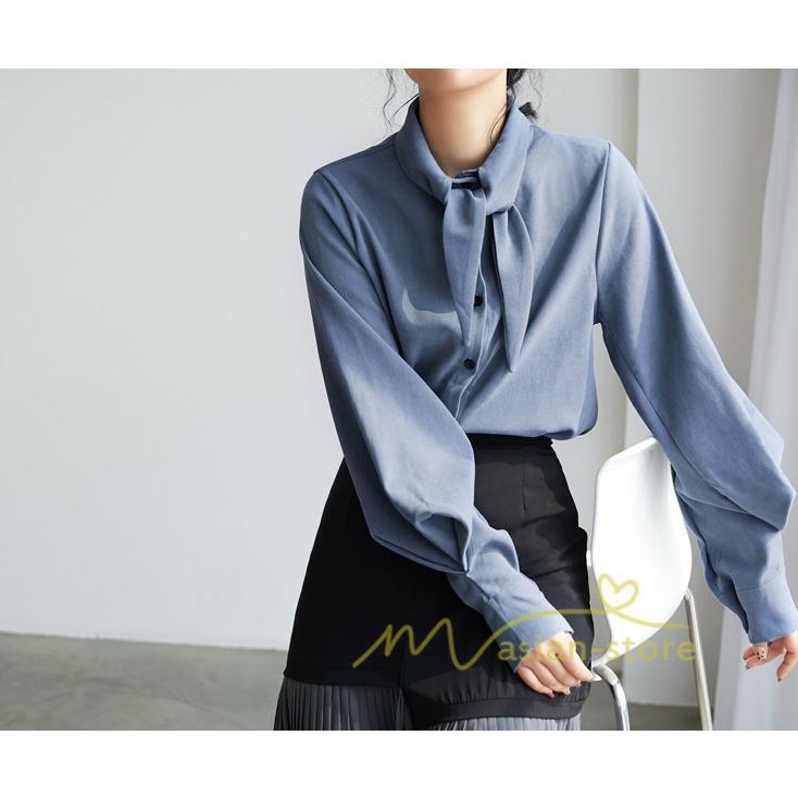 在庫ある | 短納期シフォンブラウスレディース パフスリーブシャツ ビジネスブラウストップス オフィスフォーマルシャツブラウス 薄手 春夏衣装 通学通勤 着痩せ OL 無地