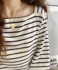 ｔシャツ・カットソー | 長袖 Tシャツ カットソー レディース シャツ 袖 ストライプ 韓国ファッション トップス 通勤通学 カジュアル 着回し 上品 夏物 ゆったり お出かけ 20代30代40代