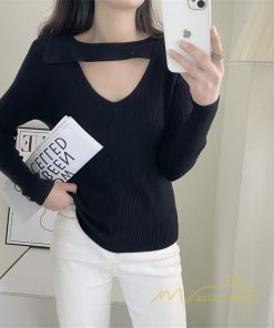 ｔシャツ・カットソー | リブカットソー レディース 秋 秋服 トップス 長袖 ロングスリーブ リブ カットソー 綿混 秋コーデ インナー タイト 伸縮性 ニットソー ショート丈 スリム