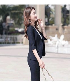 パンツスーツ | レディース 五分袖 七分袖 セレモニースーツ 夏ビジネススーツ 夏オフィススーツ ジャケット スーツセット パンツセット パンツ 制服 2点セット