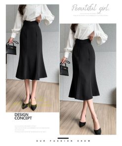 スカート | フィッシュテールレディース 無地 フレア きれいめ 仕事 カジュアル おしゃれ ひざ下丈 ビジネス 大きいサイズ 秋冬コーデ ファスナー OL