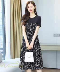 ミディアム | ワンピース Aライン レディース 着痩せ 上品 カジュアル 半袖 切り替え 小花柄 きれいめ 上品 大きいサイズ 30代 大きいサイズ 大人 20代 40代 お出かけ