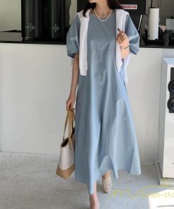 マキシ | ワンピース レディース パフスリーブロングワンピース ハーフスリーブ マキシワンピース ロング丈 半袖 マキシ丈 送料無料 韓国ファッション カジュアル